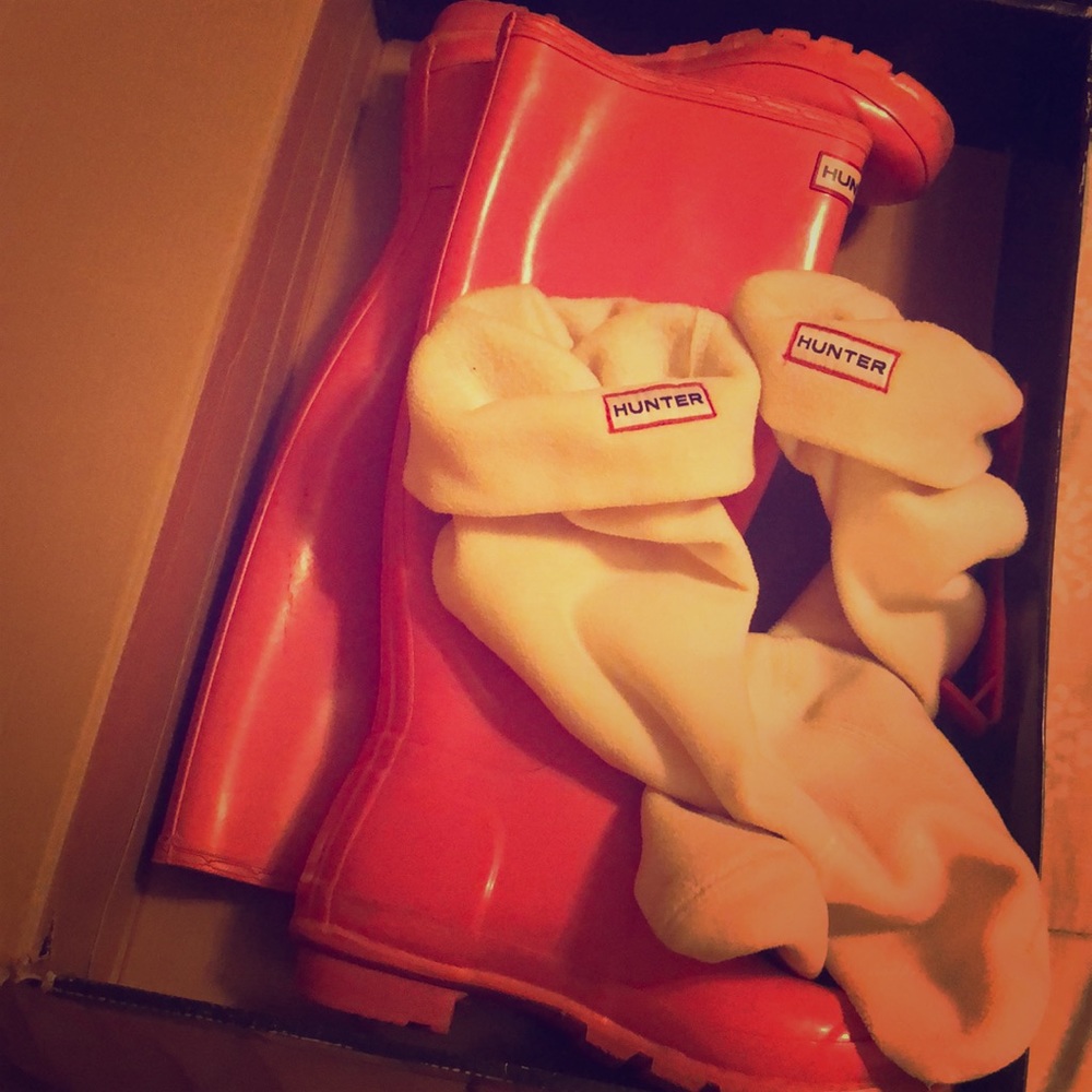 Pink hunter all-weather boots w/hunter socks